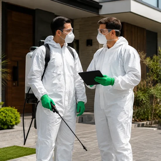 Commercial pest control technician servicing a business in Salt Lake City